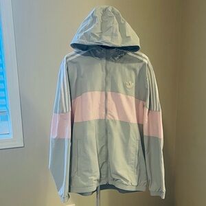 Adidas Light Grey and Pink Lightweight Jacket